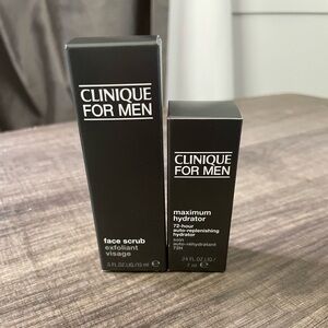 Clinique For Men Black Skincare Duo - Face Scrub & Hydrator -Travel Size - New